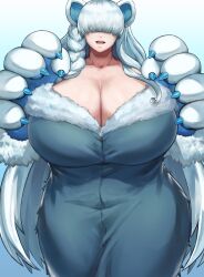 1girls alternate_version_available bangs big_breasts braid breasts breasts_bigger_than_head cleavage clothed clothing curvy eyebrows eyebrows_visible_through_hair eyelashes facing_viewer female female_focus female_only hair_over_eyes huge_breasts large_breasts light-skinned_female light_skin long_hair looking_at_viewer novum original solo solo_female solo_focus someone_else's_oc voluptuous wide_hips