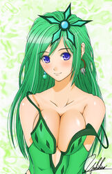 1girls breasts cleavage female female_only final_fantasy final_fantasy_iv green_hair human rydia solo wardrobe_malfunction yukihiro