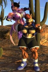 2girls 3d abs anthro diag34k muscular_female nicole_the_lynx sally_acorn sonic_(series)