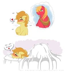 big_macintosh_(mlp) braeburn_(mlp) dialog equine friendship_is_magic furry furry_only hasana-chan heart horse male masturbation my_little_pony no_humans pony text yaoi