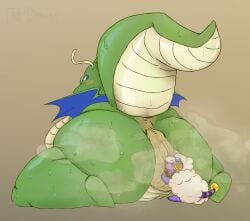 1_horn 2026 ambiguous/ambiguous ambiguous_gender animal_genitalia antennae_(anatomy) anthro anus artist_name belly big_anus big_butt black_stripes blue_body blue_eyes blue_membrane blush bodily_fluids butt digital_drawing_(artwork) digital_media_(artwork) dragonite duo extreme_size_difference eyewear eyewear_on_head featureless_feet feet feral fur gaping gaping_anus generation_1_pokemon generation_2_pokemon genital_slit genitals glasses glistening glistening_butt glistening_thighs goggles goggles_on_head green_body green_butt green_scales green_tail hi_res hooves horn huge_anus huge_butt hyper hyper_anus hyper_butt looking_back male_(lore) mareep markings membrane_(anatomy) membranous_wings micro nintendo open_mouth overweight overweight_ambiguous overweight_anthro pink_blush pink_tongue pokemon pokemon_(species) puffy_anus raised_tail scales signature simple_background sitting size_difference spread_anus spreading steam striped_markings striped_tail stripes sweat sweaty_butt sweaty_legs sweaty_tail tail tail_markings tan_antennae tan_anus tan_background tan_belly tan_body tan_scales tan_tail text thick_thighs tnfdarent tongue tongue_out watermark wearing_glasses white_body white_fur white_wool wings wool_(fur)