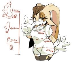 1girls brunette cnggu13 cut_lines dildo double_dildo goals lidded_eyes like_goal like_icon milf older_female sex_toy sonic_(series) sonic_the_hedgehog_(series) strip_game thighhighs twitter_strip_game vanilla_the_rabbit vibrator vibrator_cord white_background