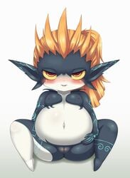 1girls blush breasts driver000 female imp imp_midna long_hair looking_at_viewer midna nipples nude orange_hair pointy_ears pregnant pussy solo spread_legs the_legend_of_zelda twilight_princess