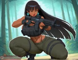 1girls ai_generated alternate_costume alternate_version_available big_ass big_breasts chel female female_only floresai huge_ass huge_breasts military_uniform narrow_waist patreon patreon_only_post patreon_reward patreon_url patreon_username squatting thick_thighs thong wide_hips