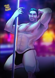 abs arm_hair beard_stubble chest_hair grand_theft_auto grand_theft_auto_vi hairy hairy_arms hairy_chest hairy_male hairy_pubes jason_duval jason_duval_(gta_vi) majorbeefalert male_focus male_only male_pole_dancer male_stripper muscular muscular_male pole_dancer pole_dancing pubic_hair solo_focus solo_male stripper stripper_pole stubble thong thong_only underwear underwear_only