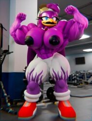 3d abs anthro diag34k flexing gym huge_breasts muscular_female sonic_(series) topless wave_the_swallow