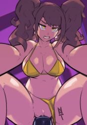 kujikawa_rise ntazrael panties_aside penetration persona persona_4 persona_4_revival shadow_rise tagme yellow_bikini yellow_eyes