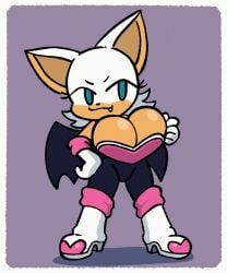 1girls animated anthro big_breasts female fully_clothed rouge_the_bat sega smirk sonic_(series) yopy