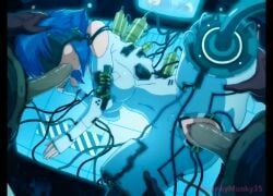 2boys amputee animated blue_hair bodysuit bouncing_breasts breasts cable commentary cyborg dark-skinned_male double_amputee english_commentary fellatio female ghost_in_the_shell group_sex head-mounted_display highres hunkymunky35 irrumatio jasminexlynn joints kusanagi_motoko leg_lift lying mmf_threesome monitor multiple_boys on_side oral penis penis_in_mouth penis_in_pussy pussy pussy_juice pussy_juice_drip robot_joints sex solo_focus sound spitroast spread_legs table tagme the_ghost_in_the_shell thick_thighs threesome throat_fuck thrusting thrusting_into_mouth thrusting_into_pussy vaginal_fluids vaginal_penetration video wire