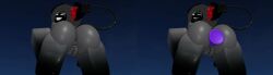3d 3d_(artwork) demon_girl demon_horns demon_tail dildo eldie_(lampshaderr34) female_focus female_only grey_body lampshaderr34 looking_at_viewer looking_back original_character purple_dildo roblox robloxian solo_female tagme tongue_out