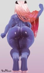 1girls ass backboob blonde_hair blue_skin bubble_butt cleavage curvy daree_(duffmox) duffmox female_only fennec huge_ass huge_breasts long_hair nude original_character red_hair solo tau thick thick_thighs wide_hips