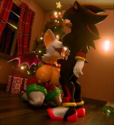 3d blowjob christmas diag34k rouge_the_bat shadow_the_hedgehog sonic_(series) tied_up topless wrapped