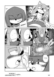 absurd_res anal anal_sex anatomically_correct anatomically_correct_genitalia bodily_fluids codyf0xx comic cum cum_in_ass cum_inside echidna english_text exhaling forest genital_fluids genitals greyscale hi_res internal knuckles_the_echidna male male/male mammal manga_style monochrome monotreme open_mouth penetration plant sega sex sonic_the_hedgehog_(series) stomach_bulge swelling text tree