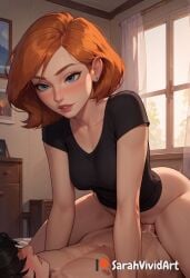 1boy 1girls ai_generated ann_possible blush bob_cut cowgirl cowgirl_position disney disney_channel female female female_focus ginger ginger_hair kim_possible mature_female milf mother older_female orange_hair penis red_hair red_hair riding riding_penis sarahvividart seductive sex shiny_skin short_hair vaginal_penetration vaginal_penetration vaginal_sex