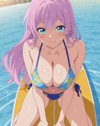 2025 akari akari_watanabe anime anime_girl anime_style bikini bikini_girl blue_bikini flower_bikini fuukoi hentai instagram meta pink_girl pink_hair surf surfboard surfer surfer_girl surfing waitercolor