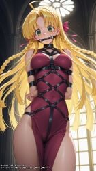 ai_generated asia_argento blonde_hair bondage color colored female female green_eyes hell-pantsu high_school_dxd small_breasts uncensored