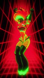 1girls 9:16 animated black_clothing black_gloves bouncing_breasts breasts dancing female fishnet_legwear fishnets gif gloves glowing_nipples green_clothing green_hair happy leggings loop looping_animation medium_breasts moika moikaloop neon neon_colors neon_green neon_green_hair nipples original original_character red_hair solo solo_female tagme vertical_video