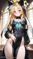 ai_generated asia_argento blonde_hair color colored fake_animal_ears female female green_eyes hell-pantsu high_school_dxd small_breasts uncensored