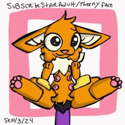 animal_genitalia animal_pussy animated bodily_fluids brown_body brown_fur canine_genitalia canine_pussy duo eevee female feral fur generation_1_pokemon genital_fluids genitals hand_on_hip looking_at_viewer loop male male/female multi_nipple nintendo nipples pawpads pokemon pokemon_(species) pussy theenyface