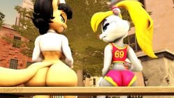 3d anthro ass ass_focus bench berri big_ass big_butt black_hair blonde_hair bottle butt_envy butt_focus clothed clothing conker's_bad_fur_day crossover furry furry_female furry_only kitty_katswell nickelodeon rareware sfm source_filmmaker t.u.f.f._puppy