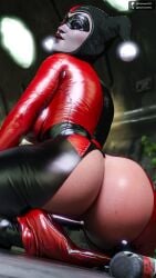 1girls 3d ass ass_focus batman:_arkham_knight batman_(series) big_ass darkmen3110 dc dc_comics female full_color harley_quinn harley_quinn_(classic) harley_quinn_(injustice) injustice_2 latex ripped_clothing skin_tight solo solo_female