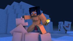 1boy 1boy1girl 1girls 3d animated bestiality cowgirl_position cubic_breasts female_on_feral flamingono interspecies minecraft no_sound polar_bear polar_bear_(minecraft) sex snow_golem tagme video zoophilia