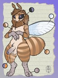 2_fingers 2_toes absurd_res alexxxio_draw anthro arthropod arthropod_abdomen balls bee erection feet fingers foreskin genitals hi_res humanoid_genitalia humanoid_penis hymenopteran insect_wings insects male model_sheet penis solo toes uncircumcised wings