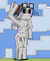 1boy absurd_res alternate_version_available amle anonymous_artist anthro aviator_goggles blush color embarrassed eyewear femboy flaccid genitals goggles grey_body happy_ghast_(minecraft) hi_res male male_only microsoft minecraft mojang penis shy simple_background sky solo standing white_body white_skin xbox_game_studios