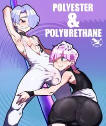 ass_visible_through_clothes blue_eyes blush bulge_through_clothing incest_(?) jailnaught male_only panty_&_stocking_with_garterbelt penis_bulge periwinkle_hair pink_hair pole polyester_(panty_&_stocking_with_garterbelt) polyurethane_(panty_&_stocking_with_garterbelt) red_eyes text