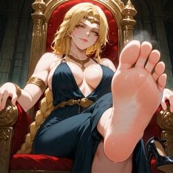 ai_generated elden_ring feet femdom queen_marika_the_eternal sexy throne