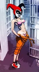 bra bra_and_panties dc dc_comics gao23 harleen_quinzel harley_quinn panties pink_bra prison prison_clothes underwear