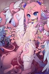 absurdres ahoge bare_shoulders bird_feet blue_eyes breast_sucking breasts censored chinese_commentary clenched_teeth collar double_bun elbow_gloves feathers female frilled_thighhighs frills gloves hair_bun harpy heart heart_censor highres imazawa interspecies large_variant_set long_hair monster_girl mosaic_censoring navel original paid_reward_available panties parted_lips pink_hair pussy_juice restrained sidelocks skindentation small_breasts stomach talons teeth tentacle tentacle_pit tentacle_sex thighhighs thighs tongue torn_clothes torn_panties underwear vaginal_penetration variant_set very_long_hair white_gloves white_thighhighs white_wings winged_arms wings zoophilia