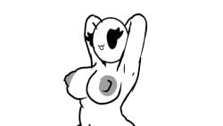 animated armpits arms_behind_head arms_raised bald bald_female belly_button black_eyes breasts chetoh claire_(chetoh) egg female grey_nipples moving naked naked_female nipples oc original original_character sad_cat_dance shaking_breasts smiling waist_up white_background white_body