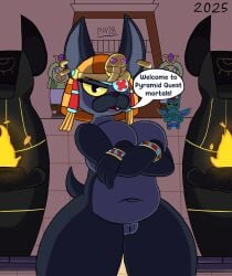 absurd_res anthro anubian_jackal black_body black_fur brawl_stars breasts canid canine canis colonel_ruffs_(brawl_stars) duo egyptian female fire fur genitals grey_body grey_fur hi_res jackal mammal multicolored_body multicolored_fur nude nude_anthro nude_female paladyart98 pussy sculpture slightly_chubby squeak_(brawl_stars) statue supercell_(company) tail two_tone_body two_tone_fur yellow_eyes