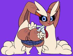 anthro blue_eyes drool edit female lopunny pokemon pokemon_(species) tie tongue zeeman