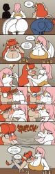 2d 2d_(artwork) 2girls alcohol alligator alligator_girl anthro anthro_on_anthro ass asscheeks bar berry_milkshake_(jamearts) big_ass big_breasts bovine comic cow_girl cow_tail dialogue drink drinking eyepatch french_kiss french_kissing furry furry_female glasses jamearts jeans jimmy’s_sloppy_life kissing large_ass large_breasts lesbian_kiss lips orange_hair panels pink_hair saliva saliva_string saliva_trail scalie sitting tail tank_top tongue tongue_out white_body white_tank_top yellow_tank_top yuri