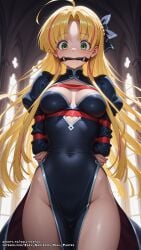 ai_generated asia_argento blonde_hair bondage color colored female female green_eyes hell-pantsu high_school_dxd small_breasts uncensored