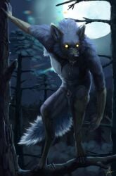 absurd_res animal_genitalia animal_penis anthro canid canine canine_genitalia canine_penis fokker_(artist) forest genitals hi_res male mammal moon mythological_canine mythological_creature mythology penis plant solo toby_(blackwolf89) tree werecanid werecanine werecreature werewolf