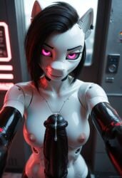 ai_generated anthro futanari horsecock latex penis pony precum robot selfie