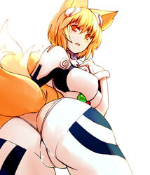 animal_ears ass blush bodysuit clothing cosplay erect_nipples erect_nipples_under_clothes large_breasts neon_genesis_evangelion plug_suit plugsuit ran_yakumo rei_ayanami skin_tight tagme tail touhou