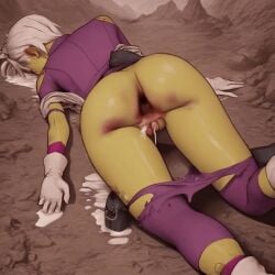 after_anal ai_generated anal animated animated ass ass_focus cheelai cum cum_fart cum_out_ass defeated dragon_ball_super dragon_ball_z female female_only green_skin torn_clothes wan2.1