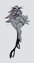 beak bird breasts crown demon eyelashes feathers female female_only furry furry_female furry_only helluva_boss long_eyelashes mature_female owl owl_demon stella_(helluva_boss) tall tall_female white_body white_feathers white_female