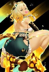 1girls ass big_ass bubble_butt dat_ass fat_ass female female_only genshin_impact huge_ass large_ass looking_at_viewer looking_back mhaknow solo thick_ass thick_thighs wide_hips xilonen_(genshin_impact)