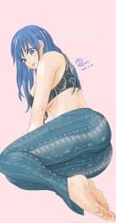 anime_style ass ass_focus blue_hair dat_ass female female_only flare_pants forbidden_pants fortnite fortnite:_battle_royale hope_(fortnite) solo_female yoga_pants