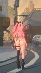 3d big_ass boots nicole_demara pink_hair standing stockings thick_thighs thong_bikini zenless_zone_zero