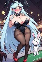 ai_generated blue_hair child_bearing_hips cleavage disney female high_heels huge_breasts moon_butterfly playboy_bunny red_heels star_vs_the_forces_of_evil thick_thighs tohot2pimp younger