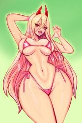 1girls ass bikini breasts busty chainsaw_man child_bearing_hips curvaceous curvy female female_focus female_only highleg_bikini huge_ass huge_breasts light-skinned_female light_skin long_hair looking_at_viewer micro_bikini power_(chainsaw_man) seductive seductive_smile smile smiling_at_viewer solo solo_female theartofmathew thick thick_ass thick_thighs wide_hips