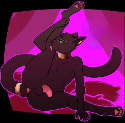 1boy ass black_fur feline femboy licking spreading