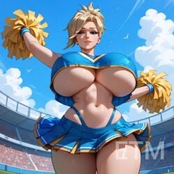 ai_generated big_breasts big_nipples breasts cheerleader cheerleader_outfit cheerleader_uniform mercy mercy_(overwatch) overwatch overwatch_2 tits_bigger_than_head underboob