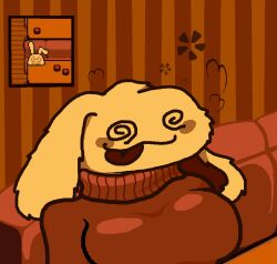 blush drunk_bun_(undertale) fanart fluffy furry manygeesen sfw sweater swirly_eyes tipsy undertale